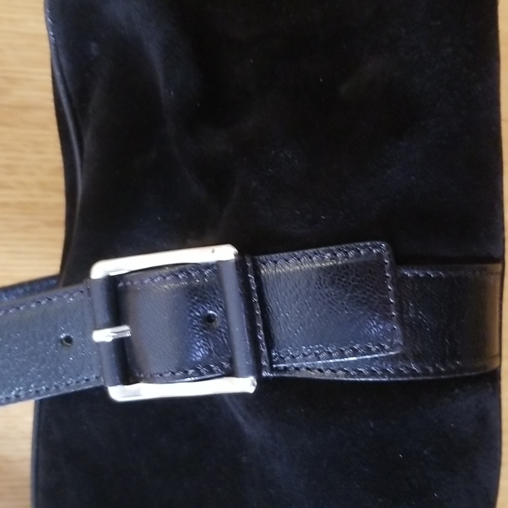 Suede Black Shoulder Bag - Picture 3 of 16